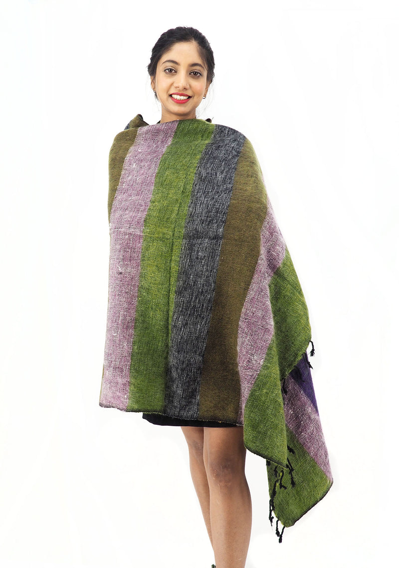 Handmade Hand Loomed Yak Wool Large Shawl Blanket Throw Meditation Sha
