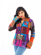 Handmade Patchwork Boho Hoodie 100% Pre-Washed Cotton Fleece Lined S-M-L-XL