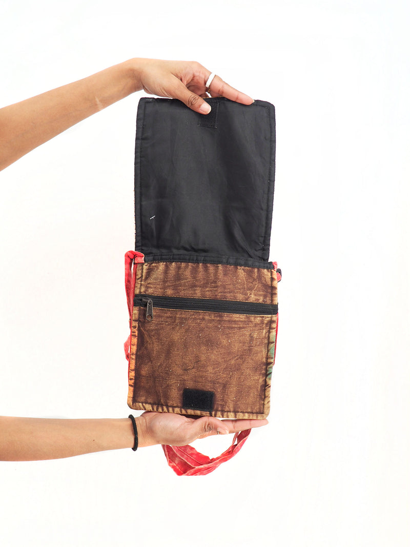 Handmade Cross Body Cotton Hemp Handbag Purse