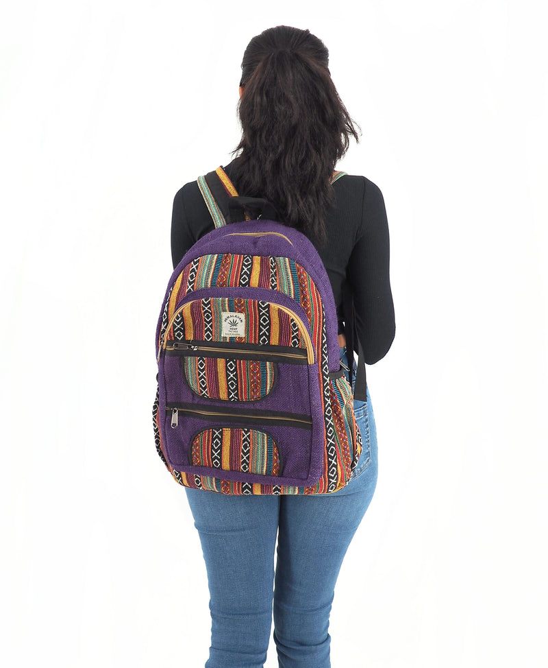 Handmade Large Backpack Cotton Hemp Hippie Handbag Purse School Bag Travel Bag