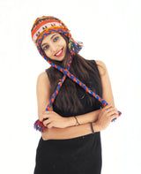 Handmade Crochet Hand Knitted Boho Hippie 100% Wool Fleece Lined Hat 6039