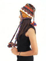 Handmade Crochet Hand Knitted Boho Hippie 100% Wool Fleece Lined Hat 6045