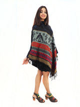 Handmade Hand Loomed Yak Wool Large Shawl Hooded Poncho 6176