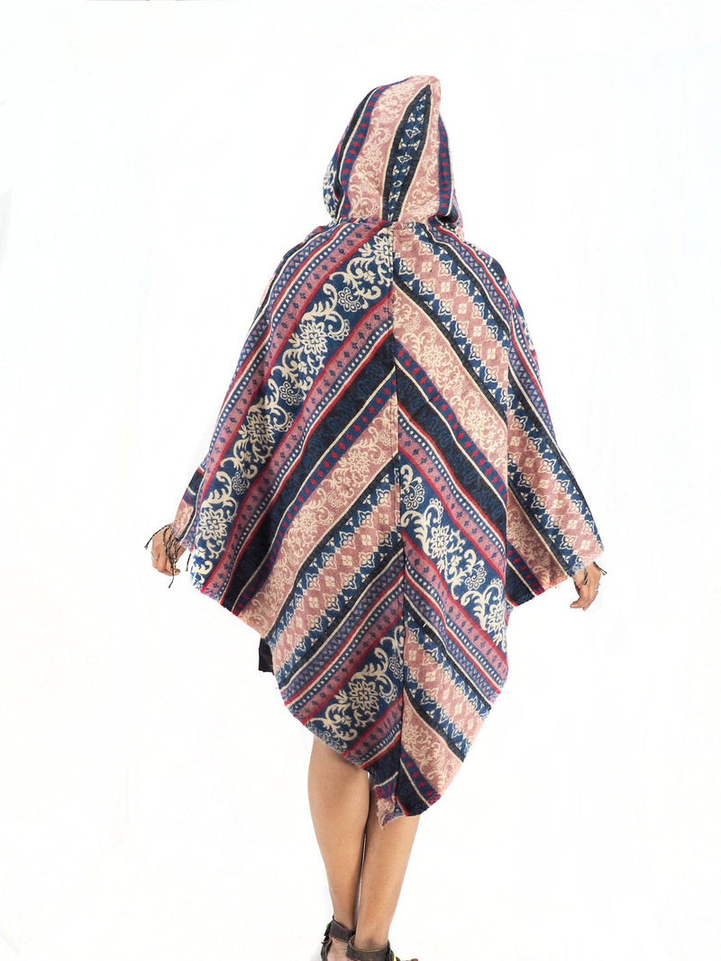 Handmade Hand Loomed Yak Wool Large Shawl Hooded Poncho 6177