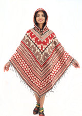 Handmade Hand Loomed Yak Wool Large Shawl Hooded Poncho 6194