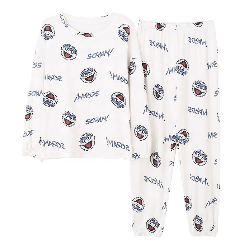 Sleep Wear Soft Cotton Blend Pajama Set Lounge Wear M L XL 2XL Long Sleeves