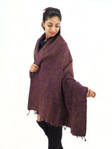 Handmade Hand Loomed Yak Wool Large Shawl Blanket Throw Meditation Shawl