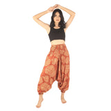 Handmade Casual Boho Rayon Hippie Yoga Alladin Pants One Size Pastel Orange