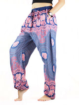 Mandala elephant Unisex Drawstring Genie Pants In Purple Color OS