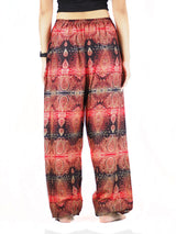 Paisley Buddha Unisex Drawstring Genie Pants In Red OS