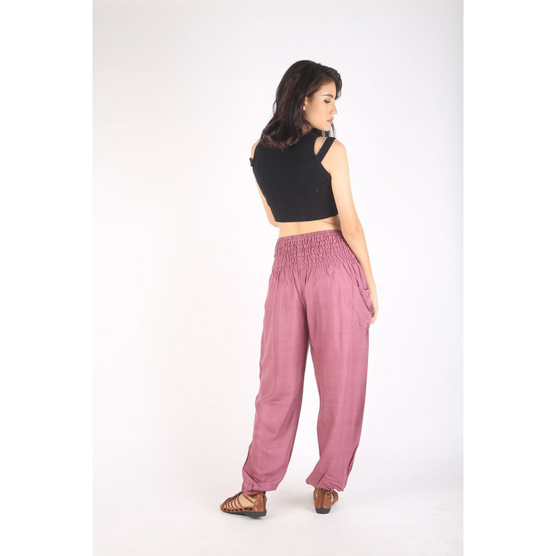 Solid Color Unisex Harem Yoga Pants in Magenta Color L