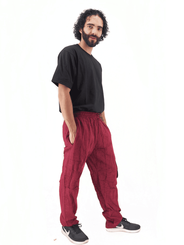 Unisex Handmade Casual Boho Cotton Solid Color Pants Size S-M-L-XL