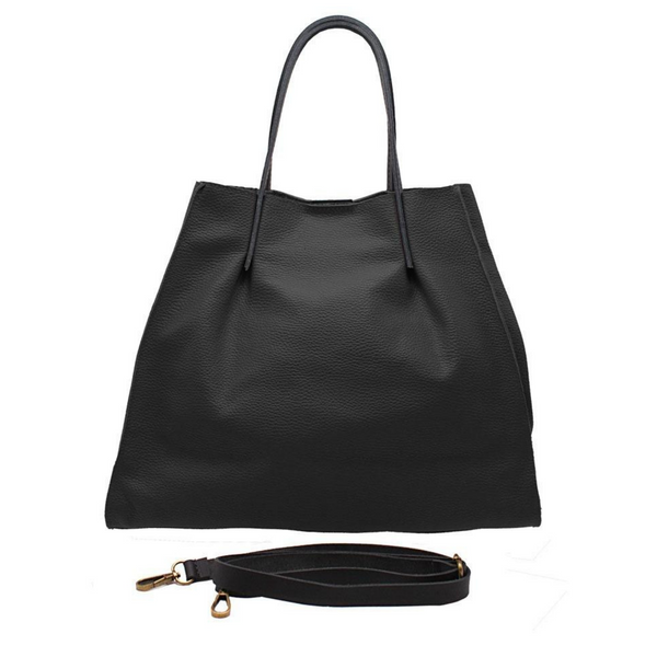 Black Leather Large Handbag