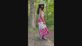 Bohemian Gypsy Hippy Rayon Light Weight Long Dress Red Floral S-M-L